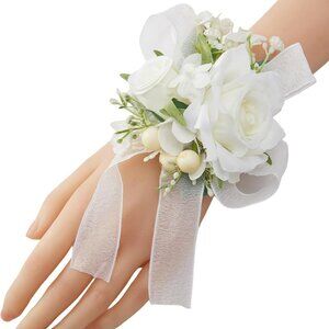 ✨ White Rose Wrist Corsages – Set of 6 (Bridal/Prom)